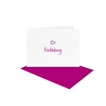 Lade das Bild in den Galerie-Viewer, Einladung Kommunion Konfirmation DIN B 6 Schleife Fisch