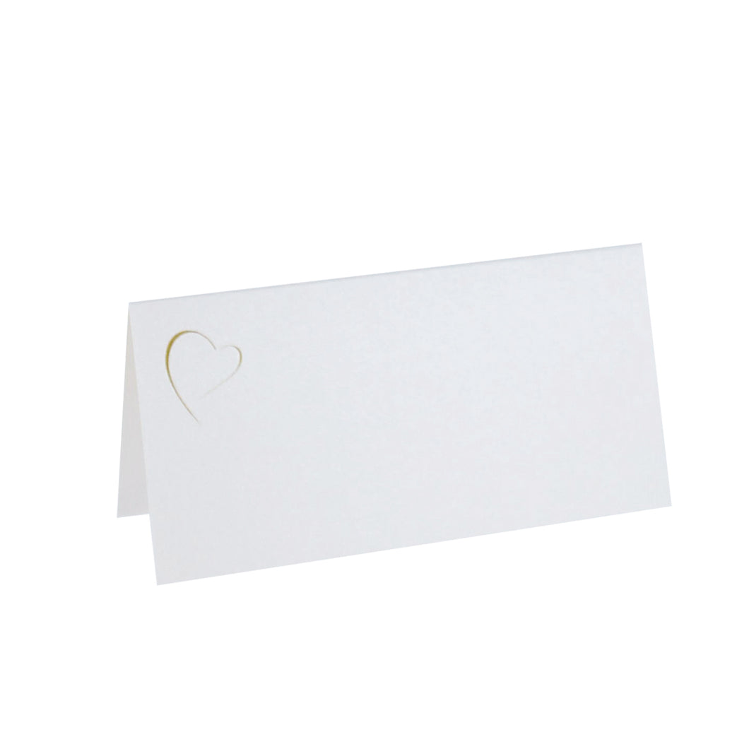 Tischkarte goldene Hochzeit perlmutt ivory 100 x 50 mit Herz links