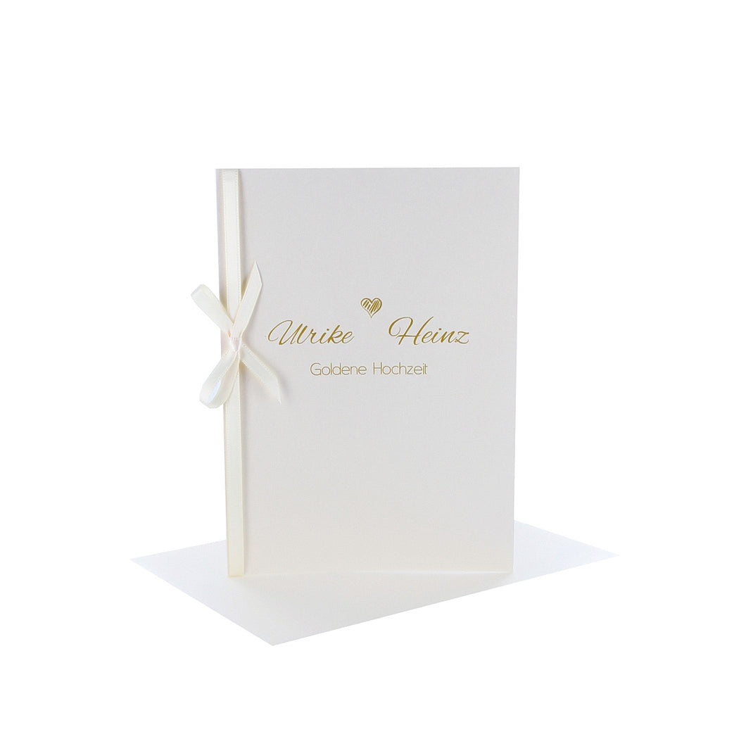 Einladungskarten goldene Hochzeit perlmutt ivory DIN B 6