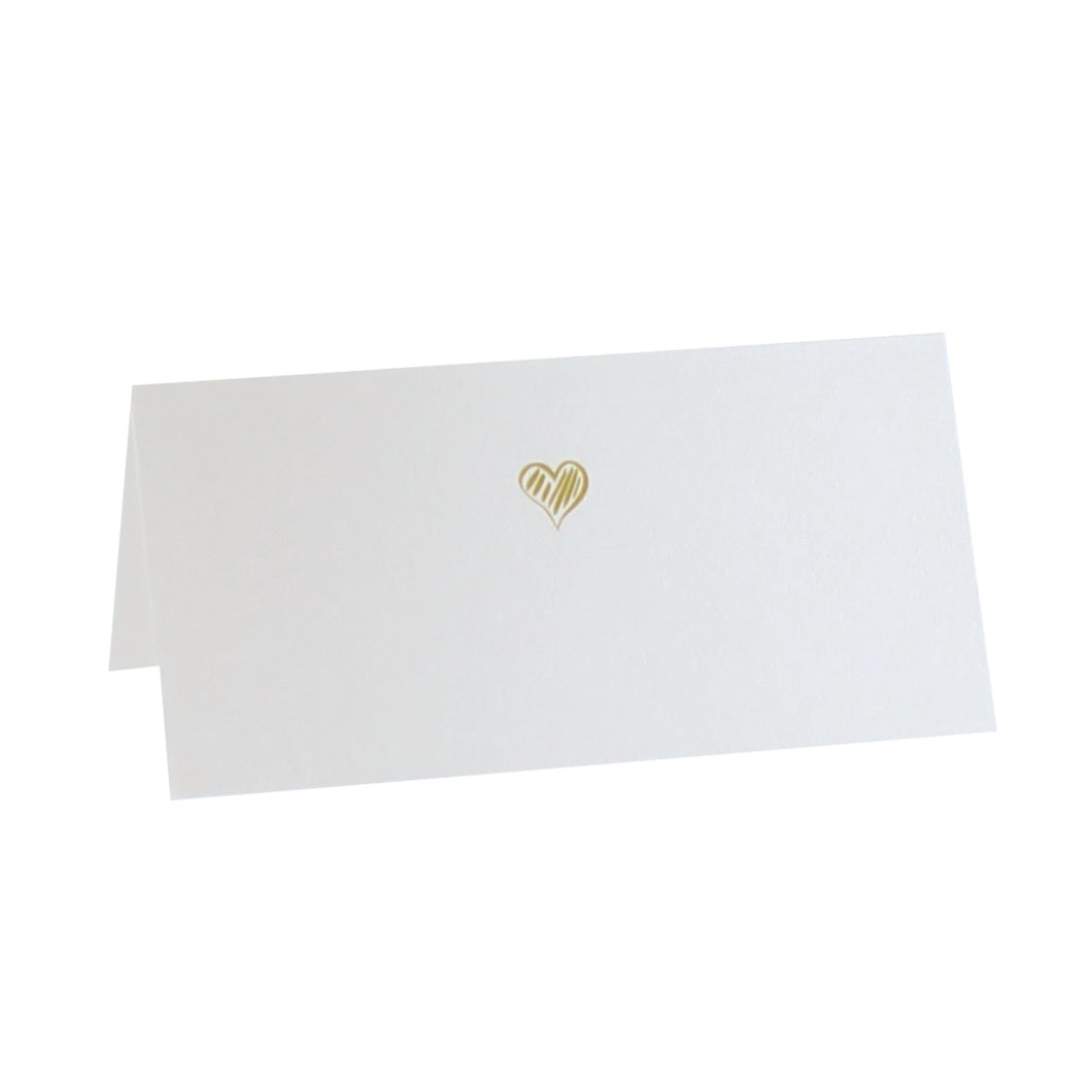 Tischkarte goldene Hochzeit perlmutt ivory mit Herz gold