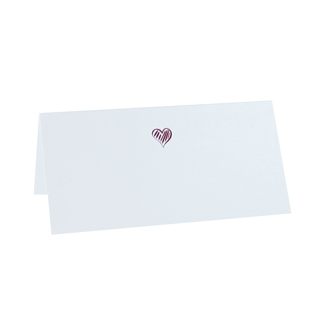 Tischkarte silberne Hochzeit perlmutt weiß 100 x 50 mm mit Herz