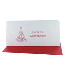 Lade das Bild in den Galerie-Viewer, Weihnachtskarte "Fröhliche Weihnachten" Schuber mit Tannenbaum rot