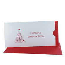 Lade das Bild in den Galerie-Viewer, Weihnachtskarte "Fröhliche Weihnachten" Schuber mit Tannenbaum rot