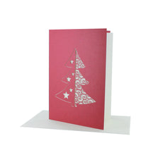 Lade das Bild in den Galerie-Viewer, Weihnachtskarte Tanne DIN A 6 mit Einlegeblatt in verschiedenen Farben

