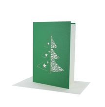 Lade das Bild in den Galerie-Viewer, Weihnachtskarte Tanne DIN A 6 mit Einlegeblatt in verschiedenen Farben
