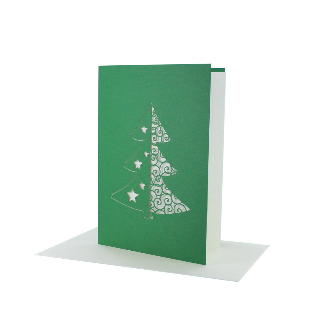 Weihnachtskarte Tanne DIN A 6 mit Einlegeblatt in verschiedenen Farben