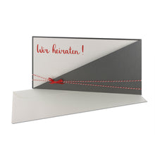 Lade das Bild in den Galerie-Viewer, Einladungskarte Hochzeit "Wir heiraten!" Kartentasche in verschiedenen Farben