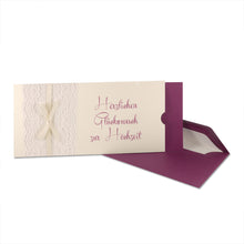 Lade das Bild in den Galerie-Viewer, Glückwunschkarte "Herzlichen Glückwunsch zur Hochzeit" Schuber mit Spitze in verschiedenen Farben