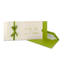 Lade das Bild in den Galerie-Viewer, Glückwunschkarte "Alles Gute zur Hochzeit" Schuber mit Spitzenband in verschiedenen Farben