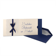 Lade das Bild in den Galerie-Viewer, Glückwunschkarte "Herzlichen Glückwunsch zur Hochzeit" Schuber mit Spitze in verschiedenen Farben