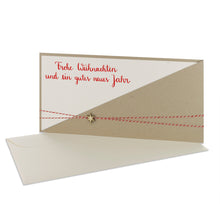 Lade das Bild in den Galerie-Viewer, Weihnachtskarte Kartentasche desert Frohe Weihnachten und ein gutes neues Jahr mit verschiedenen Holzelementen