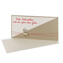 Lade das Bild in den Galerie-Viewer, Weihnachtskarte Kartentasche desert Frohe Weihnachten und ein gutes neues Jahr mit verschiedenen Holzelementen