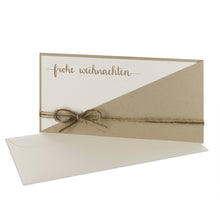 Lade das Bild in den Galerie-Viewer, Weihnachtskarte Kartentasche mit Jute Schleife desert grocerkraft mit verschiedenen Sprüchen