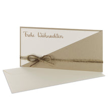 Lade das Bild in den Galerie-Viewer, Weihnachtskarte Kartentasche mit Jute Schleife desert grocerkraft mit verschiedenen Sprüchen