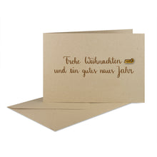 Lade das Bild in den Galerie-Viewer, Weihnachtskarte "Frohe Weihnachten und ein gutes neues Jahr" braun