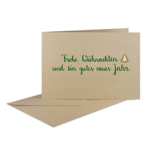 Lade das Bild in den Galerie-Viewer, Weihnachtskarte "Frohe Weihnachten und ein gutes neues Jahr" grün, desert
