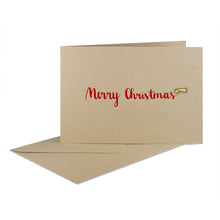 Lade das Bild in den Galerie-Viewer, Weihnachtskarte "Merry Christmas" rot, desert mit verschiedenen Holzelementen