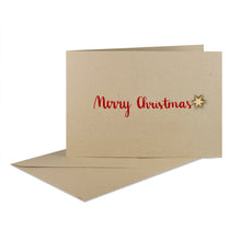 Lade das Bild in den Galerie-Viewer, Weihnachtskarte "Merry Christmas" rot, desert mit verschiedenen Holzelementen