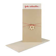 Lade das Bild in den Galerie-Viewer, Weihnachtskarte "frohe weihnachten" desert Holzstern Garn
