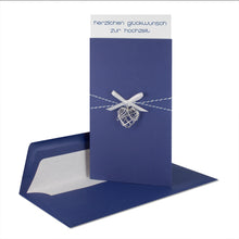 Lade das Bild in den Galerie-Viewer, Glückwunschkarte mit Drahtherz Schleife Garn alles gute zur hochzeit