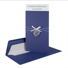 Lade das Bild in den Galerie-Viewer, Glückwunschkarte Drahtherz, Schleife Garn Glückwunsch Hochzeit