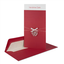 Lade das Bild in den Galerie-Viewer, Dankeskarte Drahtherz Schleife Garn "Herzlichen Dank"