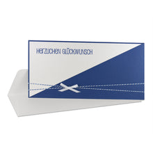 Lade das Bild in den Galerie-Viewer, Glückwunschkarte "Herzlichen Glückwunsch" blau / rot Einsteckkarte
