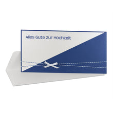 Lade das Bild in den Galerie-Viewer, Glückwunschkarte "Alles Gute zur Hochzeit" blau rot Einsteckkarte