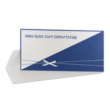 Lade das Bild in den Galerie-Viewer, Glückwunschkarte "Alles Gute zum Geburtstag" blau rot Einsteckkarte