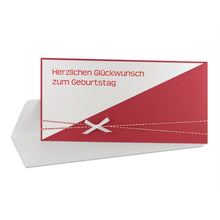 Lade das Bild in den Galerie-Viewer, Glückwunschkarte "Herzlichen Glückwunsch zum Geburtstag" blau rot Einsteckkarte