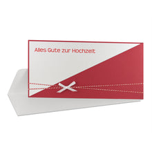Lade das Bild in den Galerie-Viewer, Glückwunschkarte "Alles Gute zur Hochzeit" blau rot Einsteckkarte