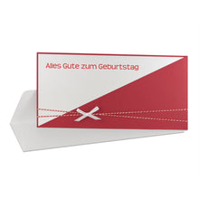 Lade das Bild in den Galerie-Viewer, Glückwunschkarte "Alles Gute zum Geburtstag" blau rot Einsteckkarte