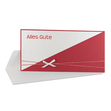 Lade das Bild in den Galerie-Viewer, Glückwunschkarte "Alles Gute" blau rot Einsteckkarte