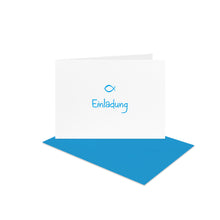 Lade das Bild in den Galerie-Viewer, Einladung Kommunion Konfirmation DIN B 6 Schleife Fisch