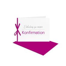 Lade das Bild in den Galerie-Viewer, Konfirmation Einladung B6 mit Schleife