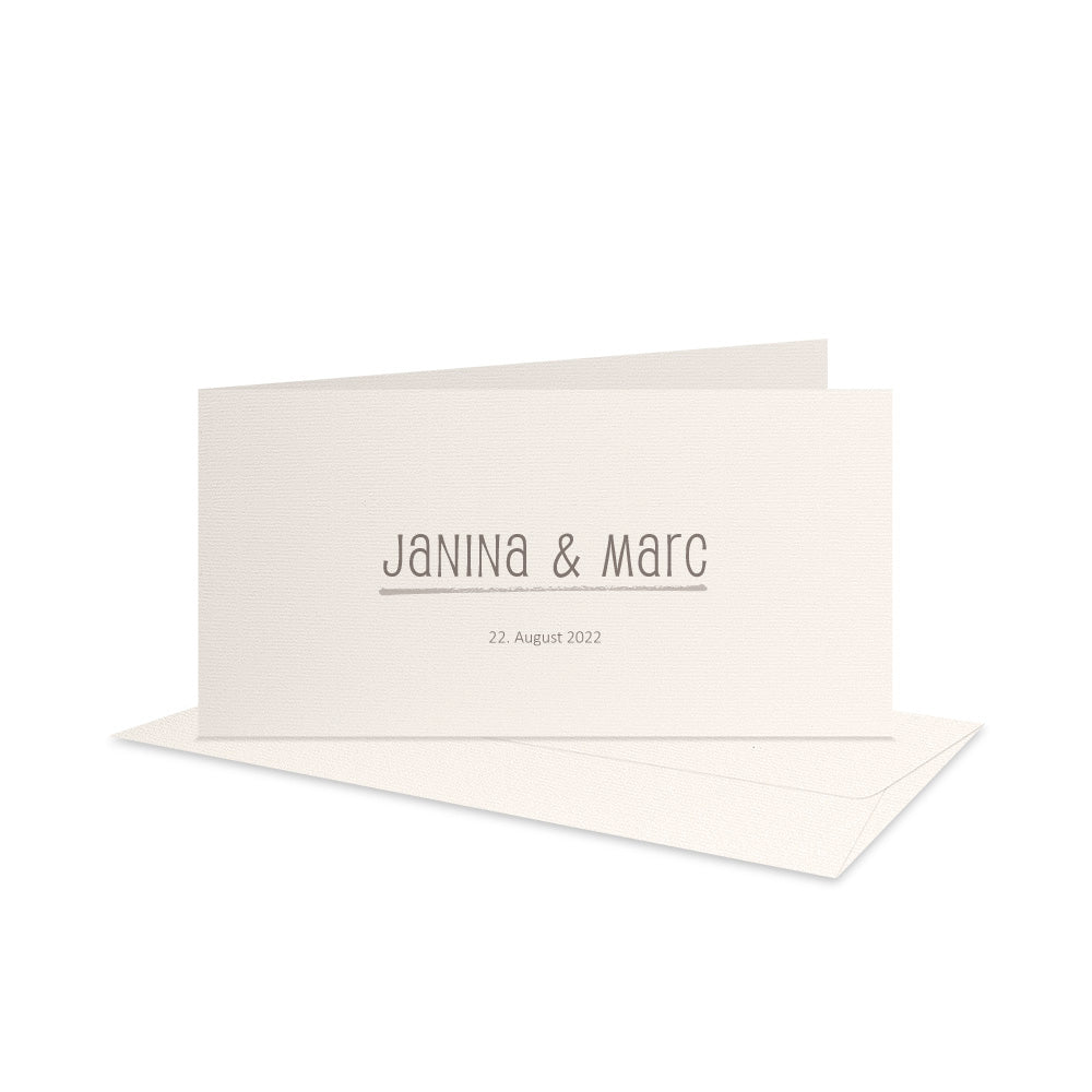 Hochzeitskarte DIN Lang minimalistisch 5 strukturiert naturweiss
