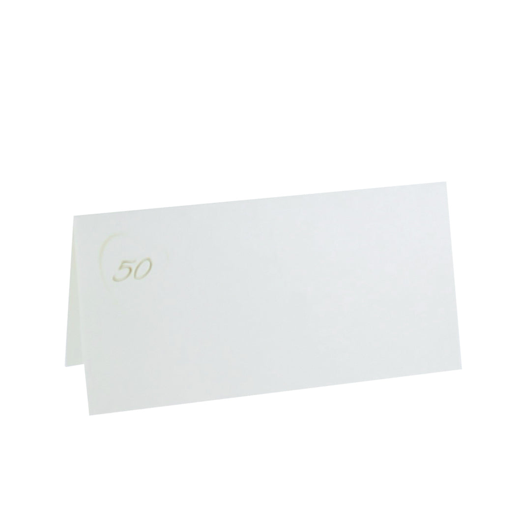 Tischkarte goldene Hochzeit perlmutt ivory mit der Zahl 50