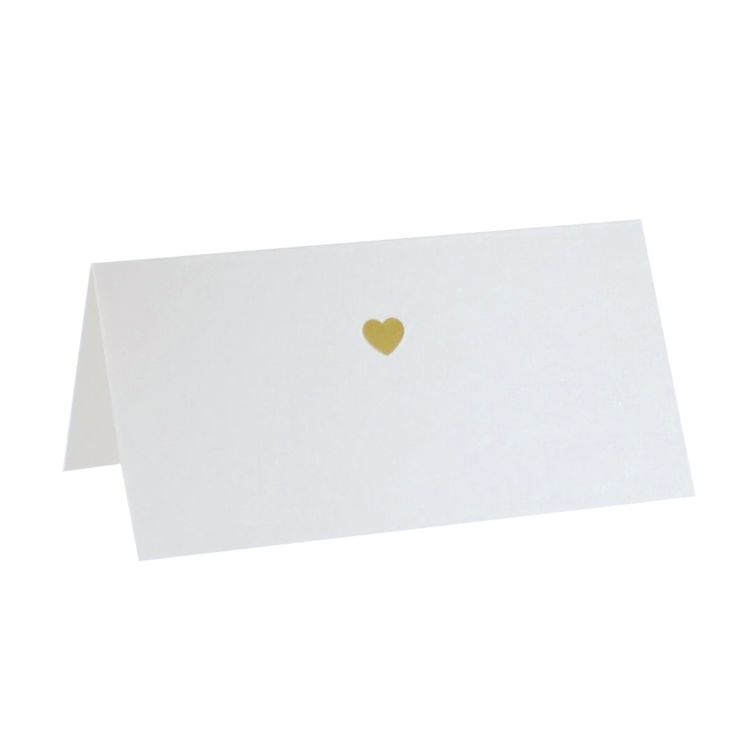 Tischkarte goldene Hochzeit perlmutt ivory 100 x 50 mit Herz mittig