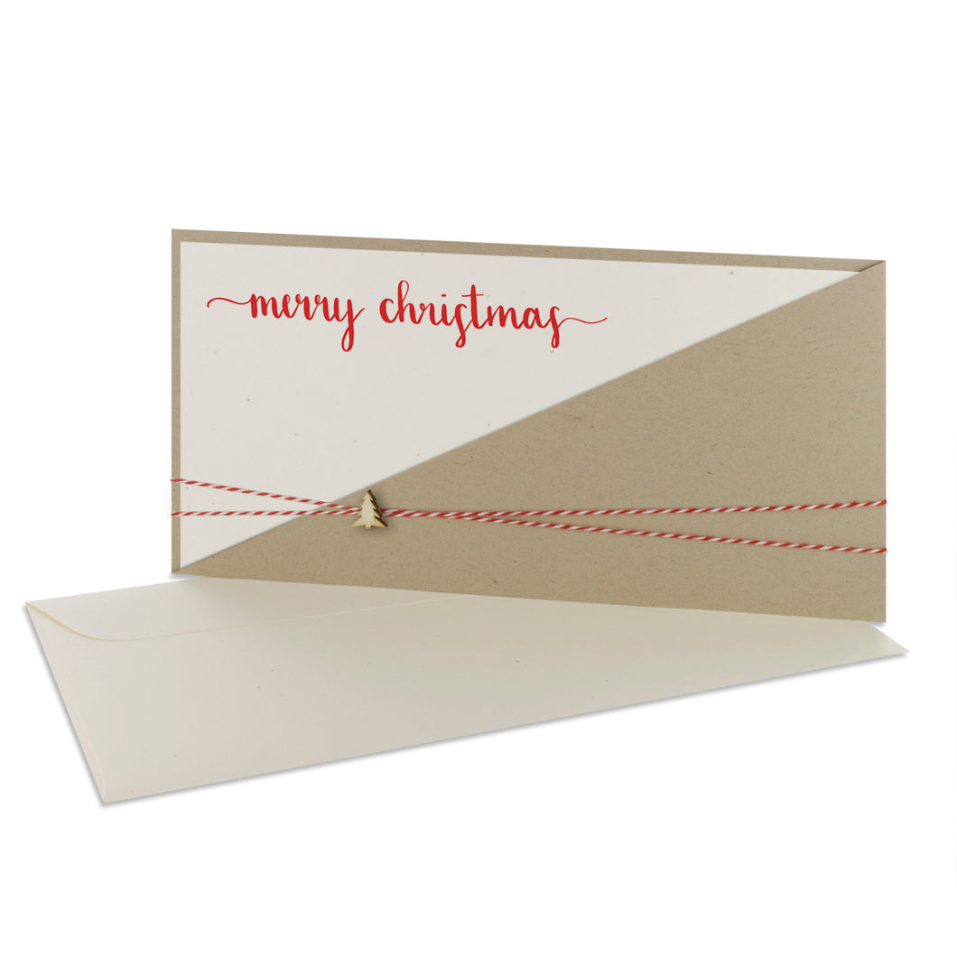 Weihnachtskarte Kartentasche desert merry christmas mit Holzelementen