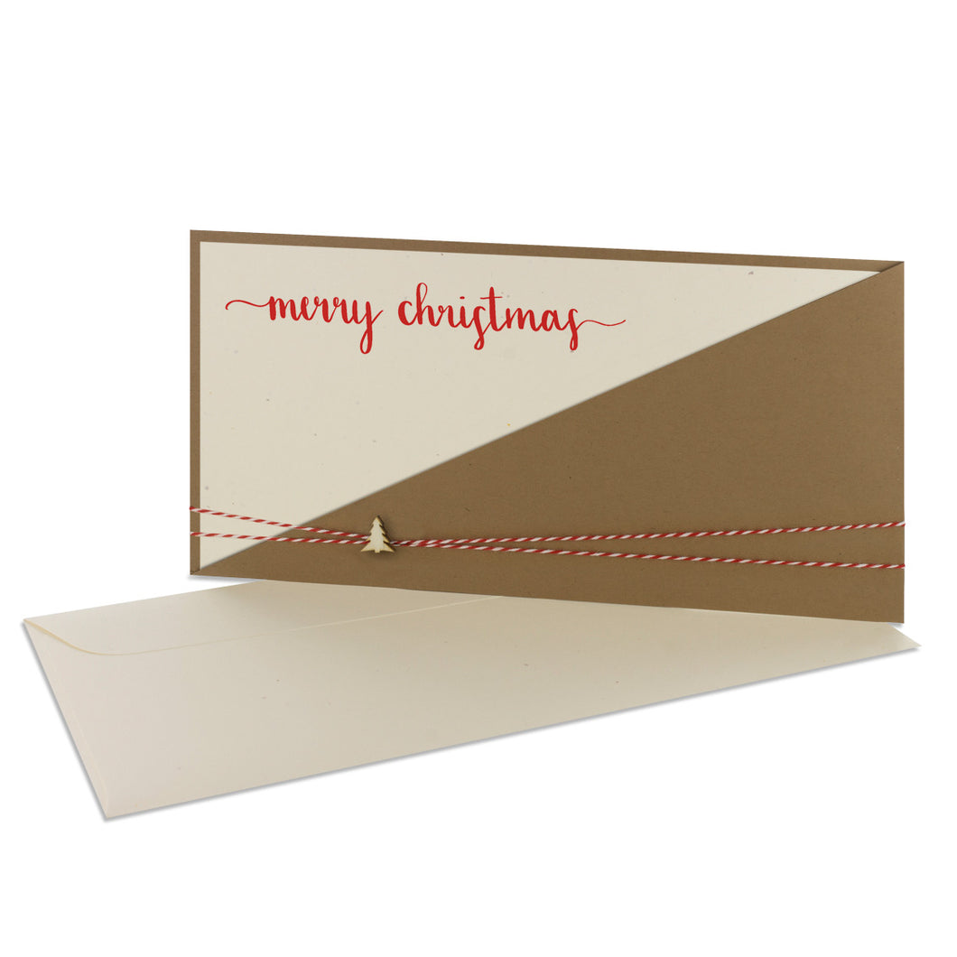 Weihnachtskarte Kartentasche grocerkraft merry christmas Holzelemente