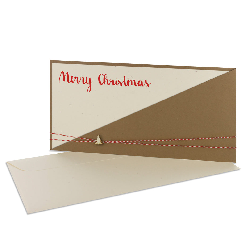 Weihnachtskarte Kartentasche grocerkraft Merry Christmas Holz