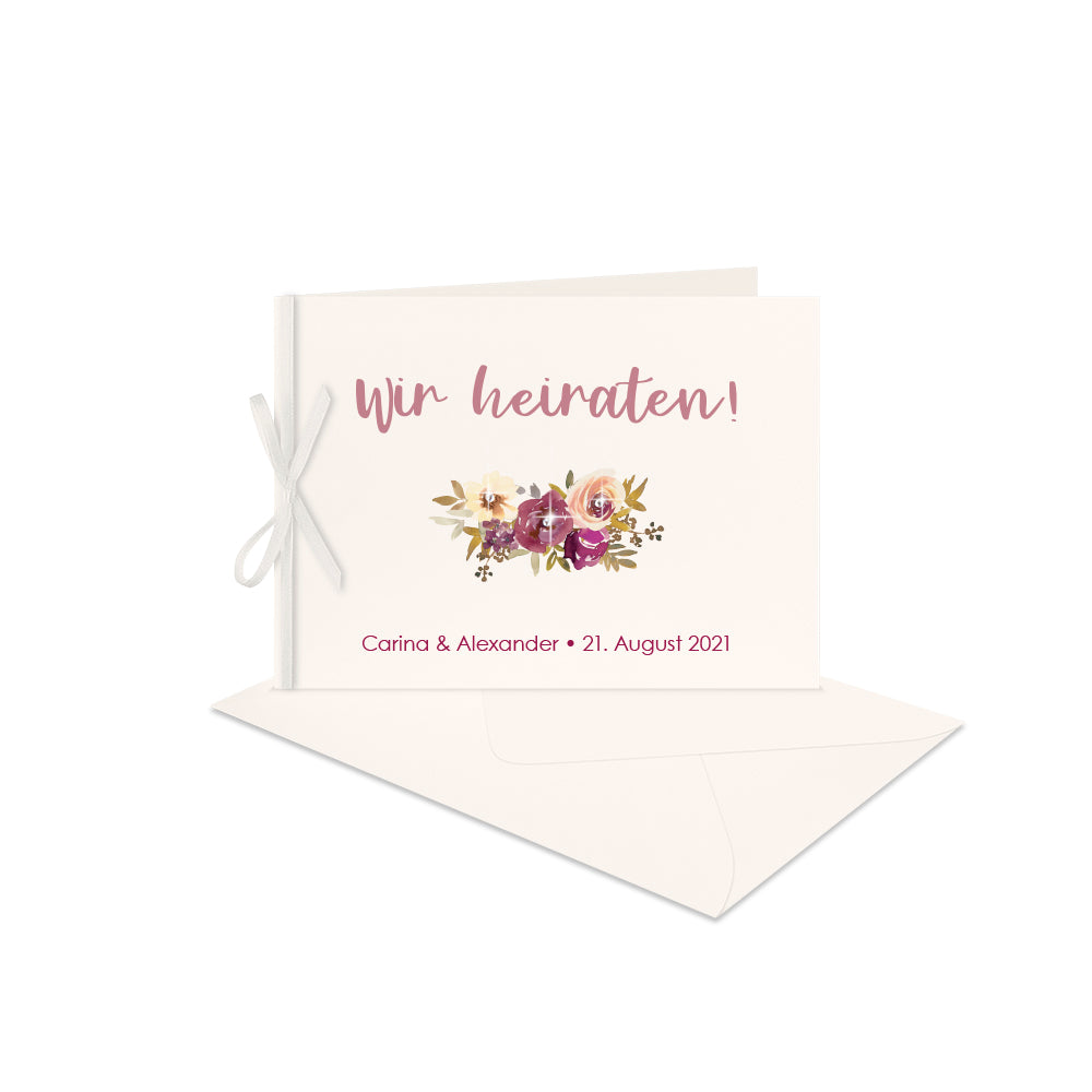 Hochzeitskarte DIN B6 Floral 3 naturweiss