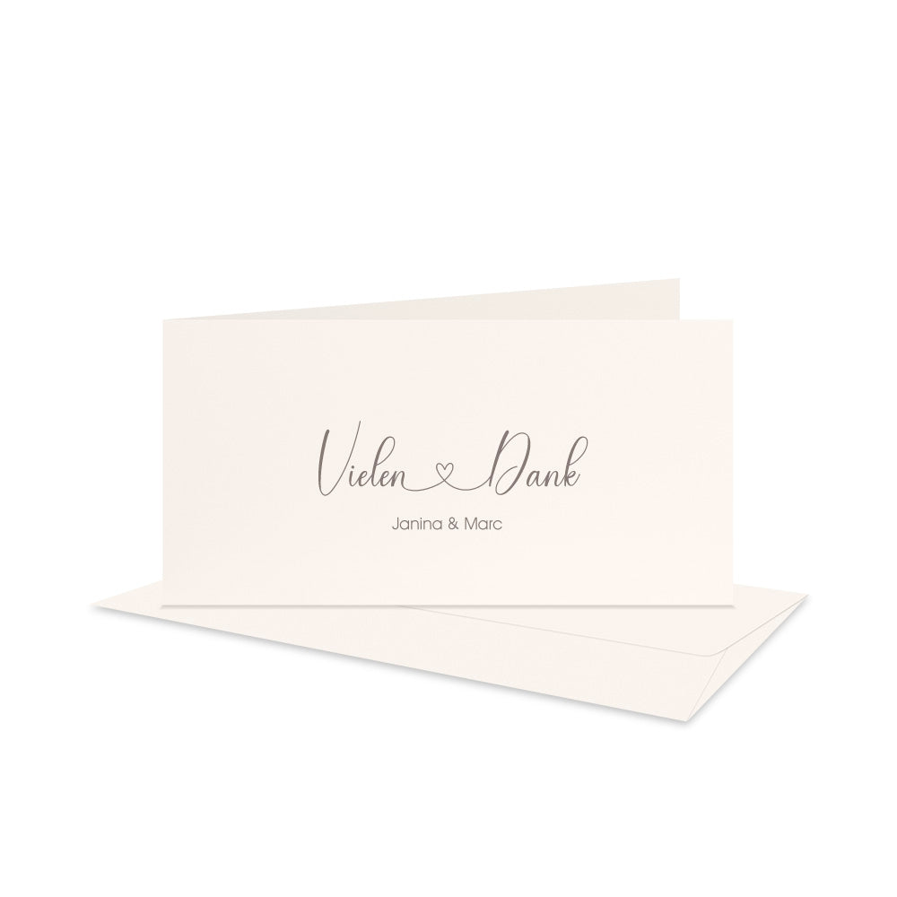 Hochzeits Dankeskarte DIN Lang minimalistisch 1 naturweiss