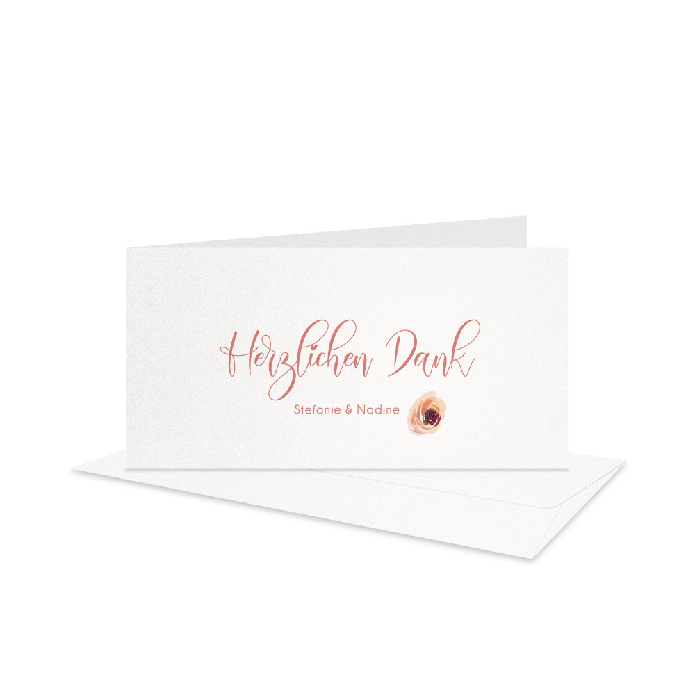 Hochzeits Dankeskarte DIN Lang minimalistisch 6 perlmutt weiss